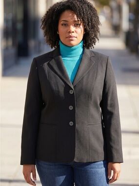 Jones New York Platinum Collection Black Tailored Women's Blazer size 14 Petite